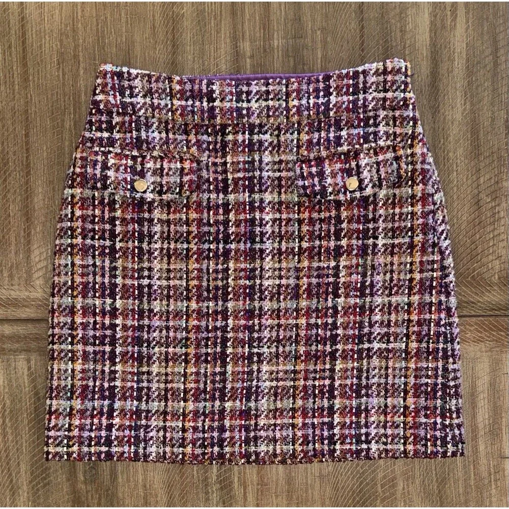 Ann Taylor LOFT Multicolor Tweed Pencil Straight Mini Skirt Women’s Size 2